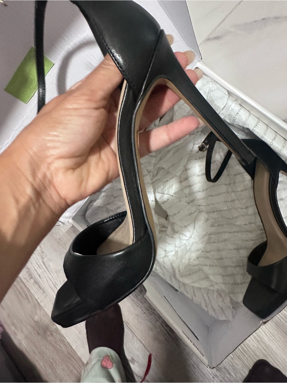 Aldo Black Open-Toe Ankle-Strap Stiletto Sandals